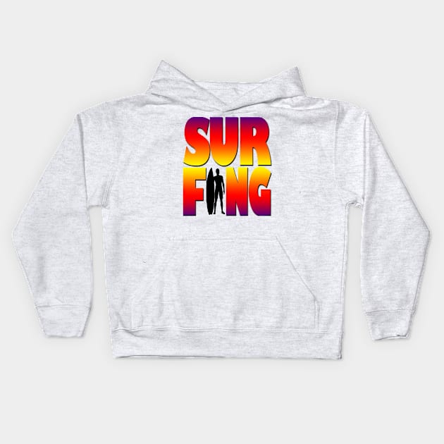 surfing Kids Hoodie by likbatonboot